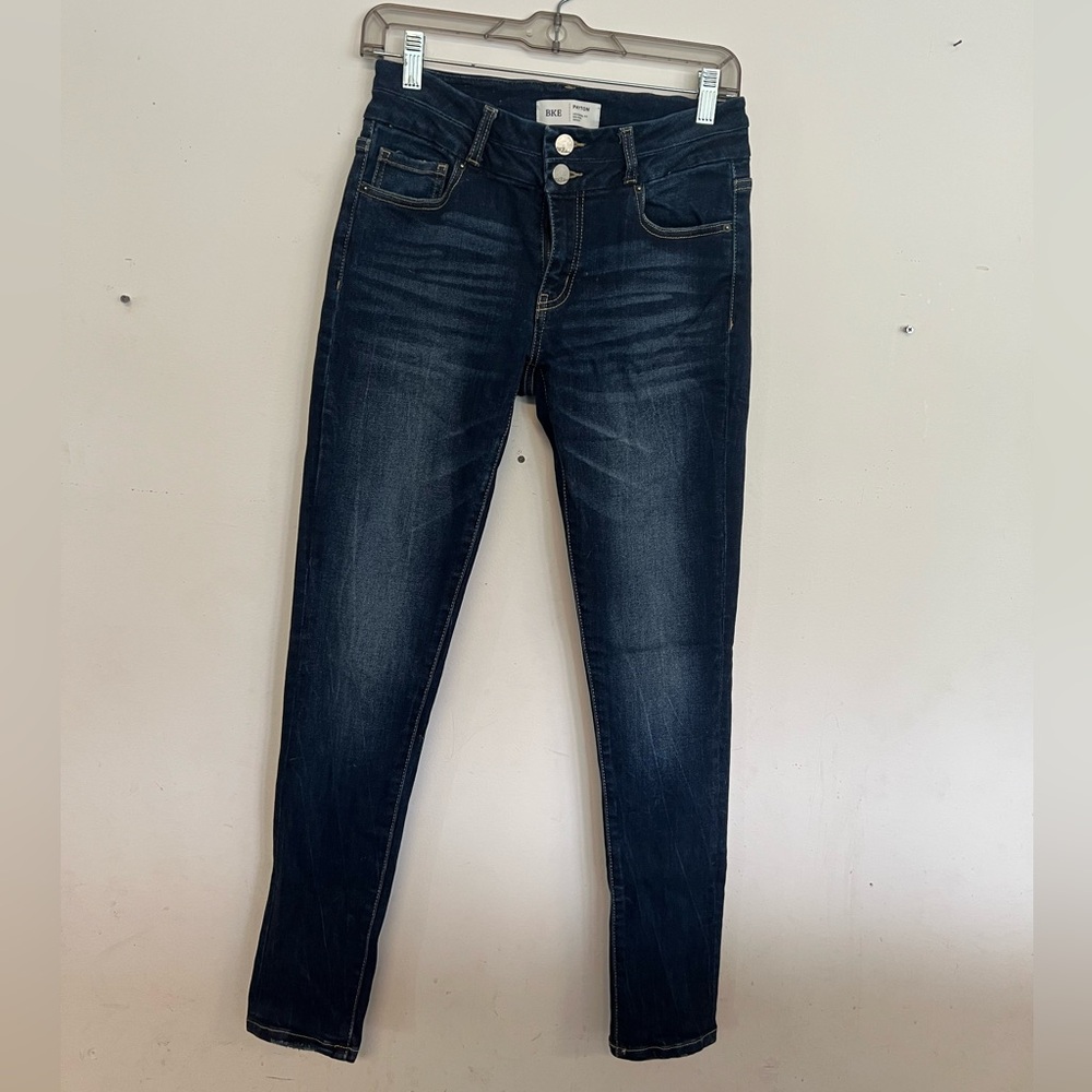 BKE Blue Skinny Jeans with Stretch and Faded Details